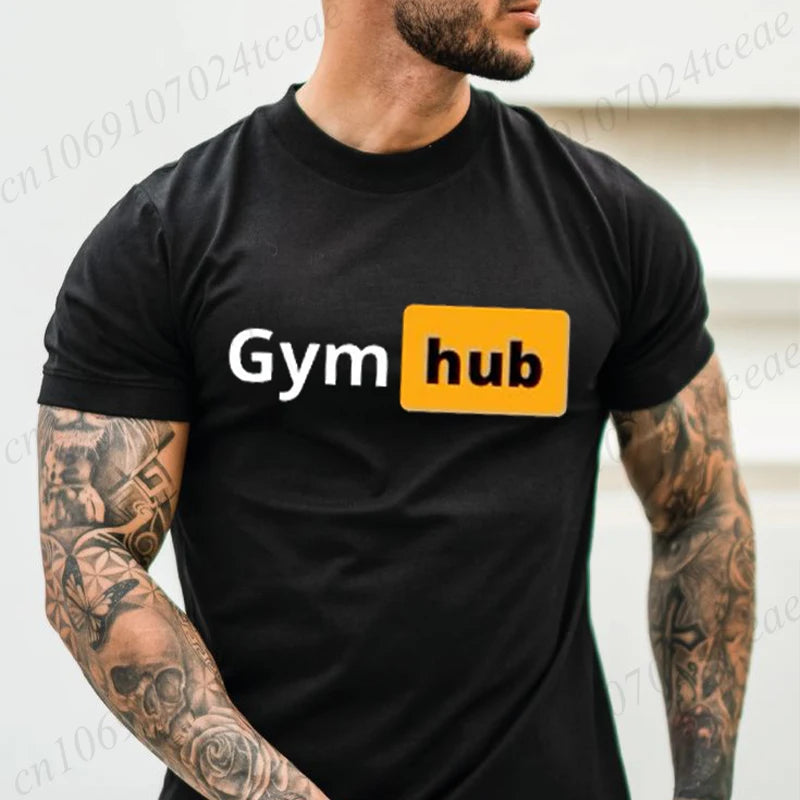 Gym Hub Print Men's T-Shirt Oversize Funny Graphic